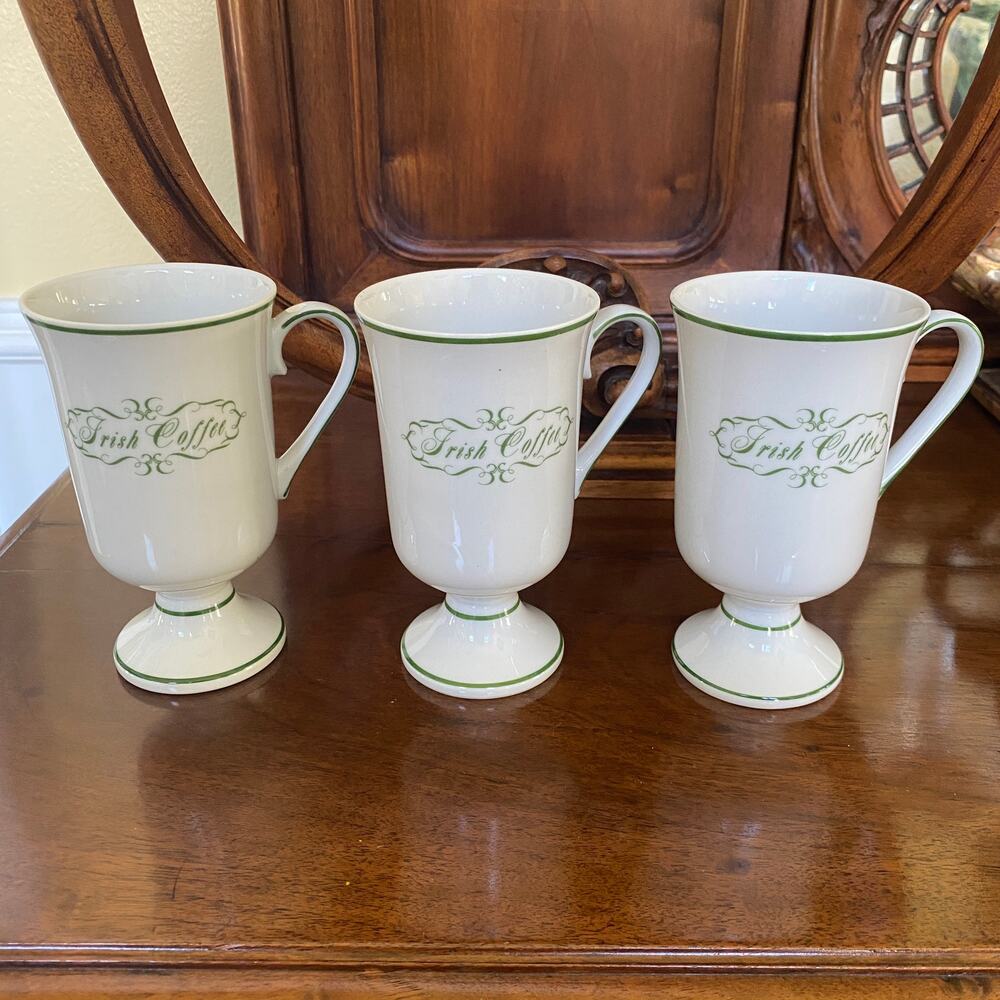 Set of 3 Irish Whiskey St. Patricks Day Shafford Japan Bone China Green Gold